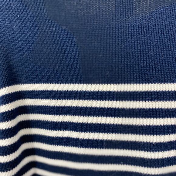 Norton Studio Petites Striped White Navy Gold Anchor Sweater Petite Small - Picture 6 of 8